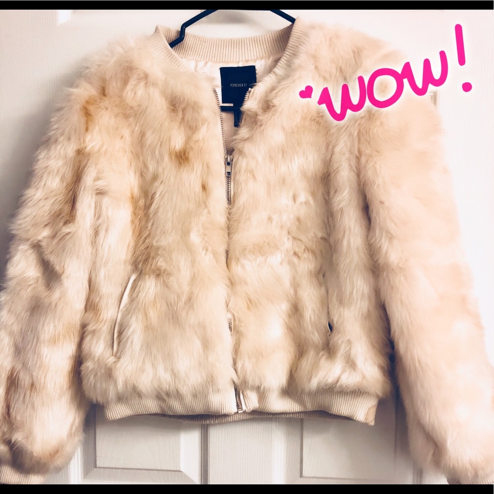 Pearl Pink Faux Fur Bomber Jacket